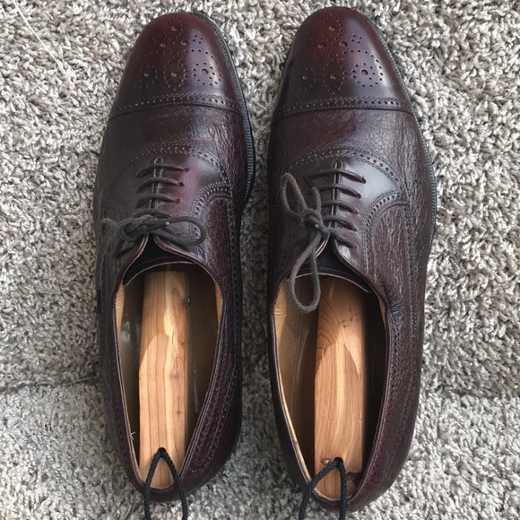 Moreschi Burgundy Brown Peccary & Calfskin Cap-toe Oxfords Brogue size 10 1/2